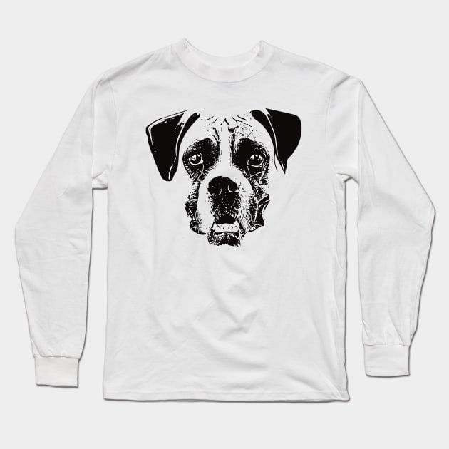 Boxer Dog Face Design - A Boxer Christmas Gift Long Sleeve T-Shirt by DoggyStyles